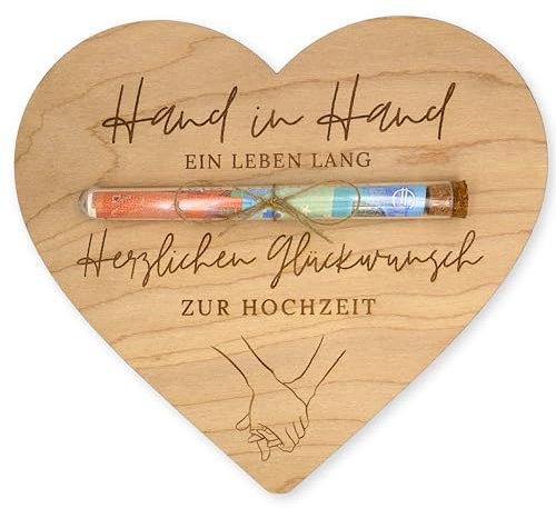 ZUKLA Verpackung für Geldgeschenke zur Hochzeit - mit Reagenzglas - Hochzeitskarte Geldgeschenk Verpackung aus Holz - Hochzeitsgeschenk für das Brautpaar
