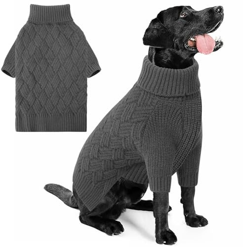 AOFITEE Hundepullover Große Hunde, Warm Strickpullover mit Geschirr öffnung | Rollkragen Hund Pullover mit Geschirr öffnung Weihnachten Hundepulli Sweater für Kleine Mittelgroße Große Hunde