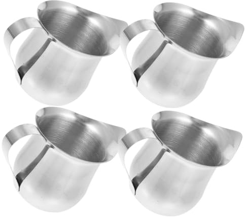 MOTHNUR 4pcs Stainless Steel Milk Pitchers Small Creamer Jugs for Coffee Latte Sauce Serving Lightweight Measuring Cups for Household Use