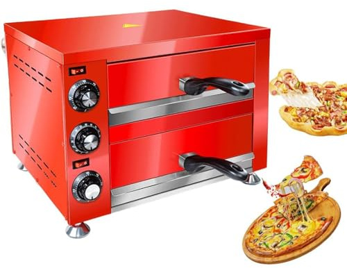 Commercial Pizza Double Oven 2200W 12 inch Stainless Steel Electric Countertop and Snack Multipurpose Indoor for Restaurant Home Pretzels Roast