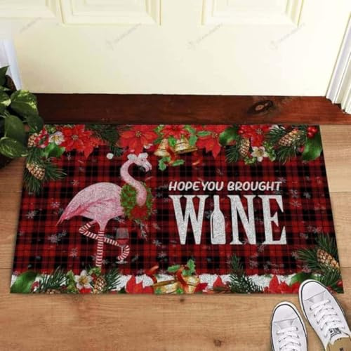 fußmatte innen Flamingo Hope You Brought Wine Weihnachts-Fußmatte
