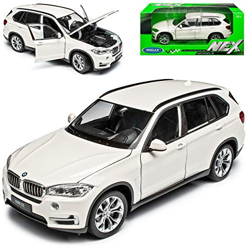 alles-meine.de GmbH B*M*W X5 F15 SUV Weiss Ab 2013 1/24 Welly Modell Auto mit individiuellem Wunschkennzeichen