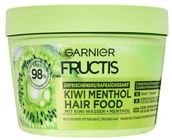 Garnier Fructis Erfrischendes Kiwi Menthol Hair Food, Multi-Use Haarmaske mit Kiwi-Wasser und Menthol für Feuchtigkeit und Frische, 400 ml