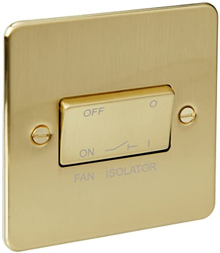 KNIGHTSBRIDGE FP1100BB Flat Plate 10AX 3 Pole Fan Isolator Switch-Brushed Brass, 230 V