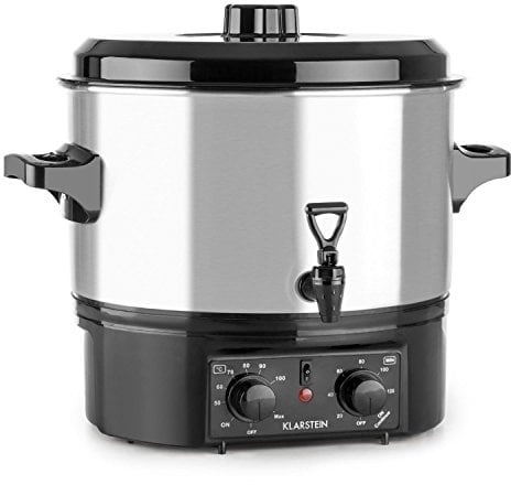 Klarstein Biggie Small - pentola da infusione, pentola da conserva, apparecchio per il vin brulé, 16 litri, 2000 w, temperature programmabile, tempo regolabile a 120 minuti, argento