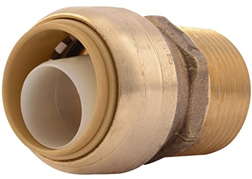 SharkBite 3/4 Zoll MNPT Adapter, 1 Stück, Push to Connect Messing Sanitärarmatur, PEX Rohr, Kupfer, CPVC, PE-RT, HDPE, U134LFA
