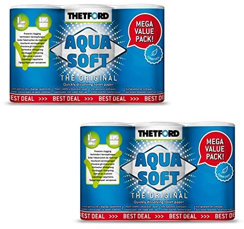 Thetford Aqua Soft Lot de 12 rouleaux de papier toilette chimique pour caravane et camping-car
