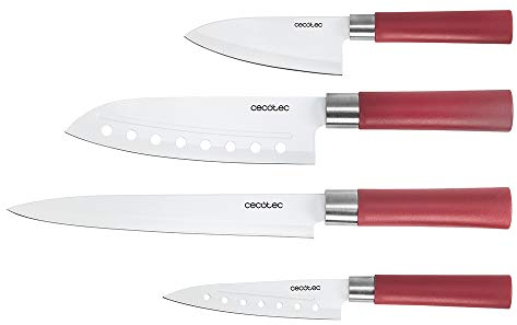 Cecotec Set de 4 Cuchillos con Recubrimiento cerámico, Acero Inoxidable, Multicolor