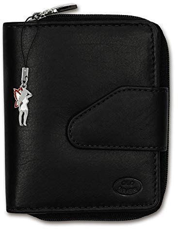 Old River Damen Herren Portemonnaie Geldbörse schwarz Leder 9x2,5x10cm OPD104S Leder Portemonnaie