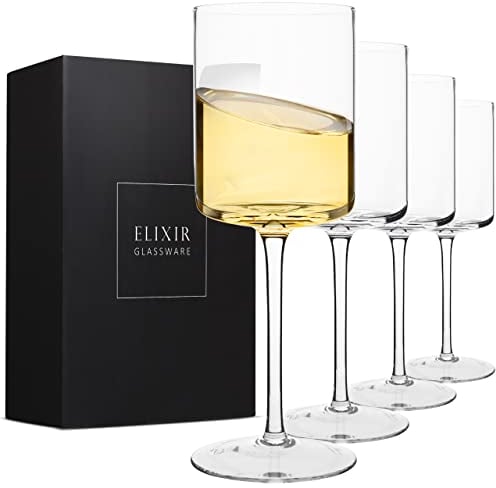 Elixir Glassware Kristall Weingläser Set - 4er Set - 400 ml Weingläser mit Stil - Rotweingläser & Weißweingläser - 100% Bleifreies Kristallglas - Wein Gläser Set mit Einzigartigem Modernem Design