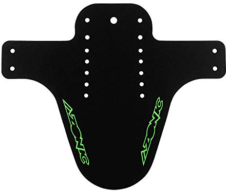 AZONIC | Fahrrad-Schutzblech | Mountainbike Trekking E-Bike BMX MTB | Schützt vor Schlamm und Schmutz, Mit 7 Befestigungslöcher, Aus Polypropylen | Splatter Fender Logo | Schwarz Neon-Grün