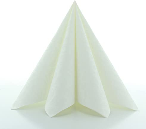 Sovie HORECA Linclass Airlaid Servietten 40x40cm, Ideal für Geburtstage Gastronomie und Hochzeiten, stillvolle elegante Ornamentstruktur, 50 Stück, CARLO in Weiß