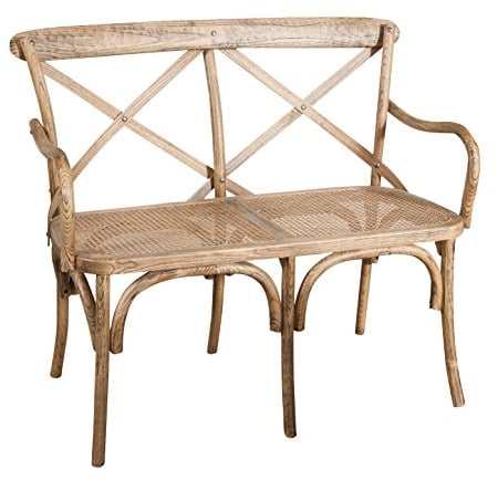 Biscottini Banco Jardin Exterior de Rattan 105x50x90 cm | Banco Madera Exterior y Interior | Sofa Jardin y balcón