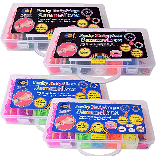 TE-Trend DIY Loom Bänder Set Starter Kit Gummibänder Anhänger Clips Silikon Ringe Freundschaftsbänder XXL 3700 Teile Party Hobby Geschenk