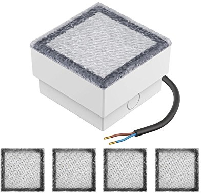 ledscom.de 5 Stück LED Pflasterstein Bodeneinbauleuchte CUS für außen, IP67, eckig, 10 x 10cm, warmweiß