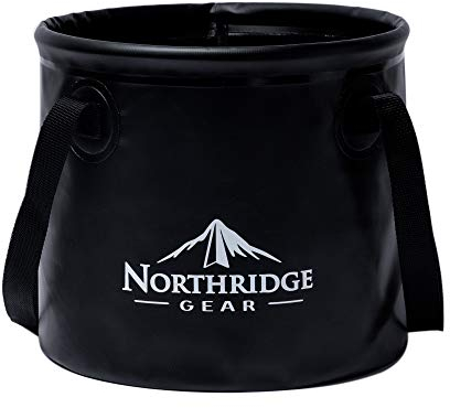Northridge Gear 15L Faltbarer Eimer Spülschüssel Waschschüssel Faltschüssel Camping | Falteimer Angeln Garten Party | Schwarz