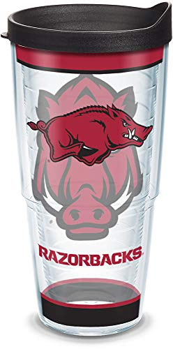 Tervis Arkansas Razorbacks Tradition Insulated Tumbler with Wrap and Black Lid, 24oz, Clear