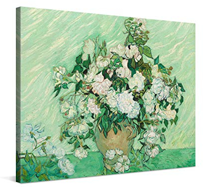 PICANOVA – Vincent Van Gogh Roses 100x75 cm – Bild auf Leinwand – Leinwandbild – Premium Leinwanddruck – Kunstdruck Auf 2cm Holz-Keilrahmen Für Schlaf- Und Wohnzimmer