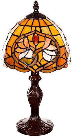 Birendy Lampe im Jugend-Stil 8 Zoll Libelle, edel, Rose Dekorationslampe, Mosaiklampe, Glaslampe, Leuchte,Tischlampe, Tischleuchte (Tiff 153)