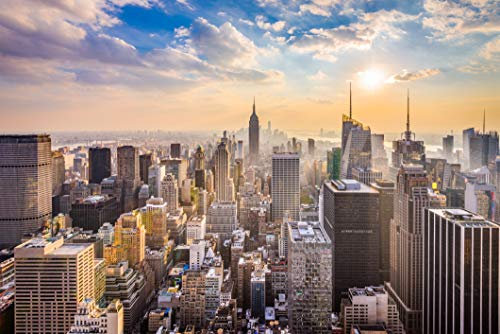 NEW YORK Fototapete VLIES-350x260 cm (761A)-Manhattan Skyline Brooklyn Bridge Times Square Wandtapete-Inkl. Kleister-Vliestapete Bild Dekoration Wand-Dekor Moderne Motiv-Tapete Panorama Poster XXL