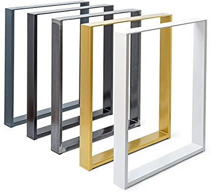 Magnetic Mobel 2 x Tischkufen aus Metall | Industrial Tischbeine in Schwarz Weiß & Rohstahl | Alle Größen für Esstisch Schreibtisch Couchtisch & Bank | DIY Tischgestell 42x40 cm (Bank Gold)