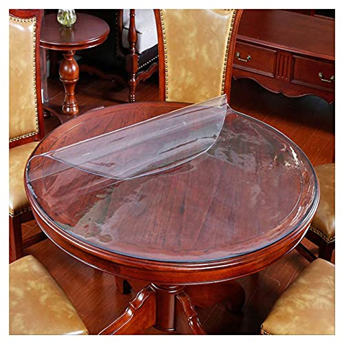Sonakia Mantel Redondo,Cubierta De Mesa De Cristal Transparente 1mm Grosor,Almohadilla Protectora De Muebles para Comedor,Cocina,Escritorio,manteles Impermeable,fácil De Limpiar,140cm/55in