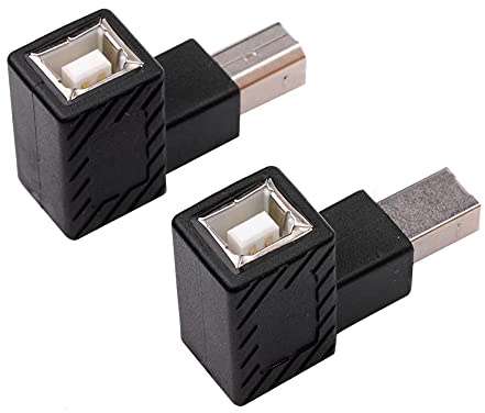 iYueMps USB B Printer Adapter, 2 Pack 90 Degree USB 2.0 Type B Male to Female Printer Adapter for Printers, Scanners, Mobile Hard Drives(Up+Down)