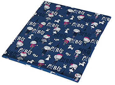1buy3 Jersey Stoff Gemustert zum nähen | 92% Baumwolle, 8% Elasthan | Kinderstoff | Baumwolljersey | Muster: Paris blau | 50cm x 160cm | Grundpreis je m² = €9,99
