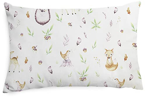 Amilian Kissenhülle, Zierkissenbezug, Kissenbezug ca. 60x40 cm; Deko; für Kissen, Kopkissen oder Dekokissen; für Sofa, Schlafzimmer, Wohnzimmer, als Dekoration; 100% Baumwolle Igel Hirschbaby