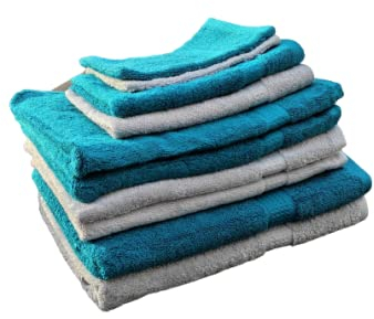 Merkanta Handtuch Set Petrol & Silber-grau | 10 teilig | 2 Gästetücher 4 Handtücher 2 Duschtücher 2 Waschlappen | 100% Baumwolle | Badetücher | Bath Towel | Handtücherset Badezimmer | Bad Tücher