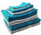 Merkanta Handtuch Set Petrol & Silber-grau | 10 teilig | 2 Gästetücher 4 Handtücher 2 Duschtücher 2 Waschlappen | 100% Baumwolle | Badetücher | Bath Towel | Handtücherset Badezimmer | Bad Tücher