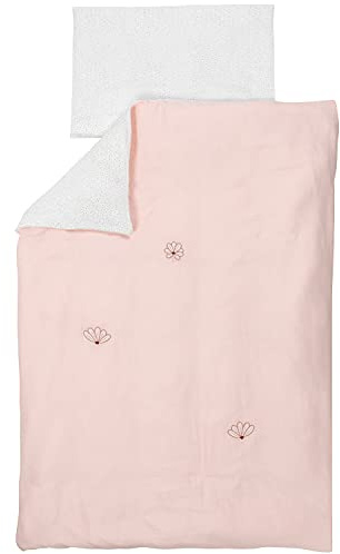 Nattou Parure de Lit avec Motif Réversible en 100% Polyester, Housse de Couette 180 x 100 cm, Taie d'Oreiller 40 x 60 cm, Susie et Bonnie, Rose/Marron