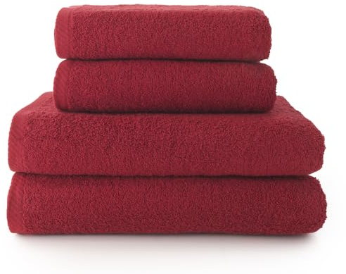 Top Towel - Plus - Toallas de baño grandes - Toallas baño - 2 toallas de mano o lavabo + 2 toallas de ducha - Algodon 100% - Granate
