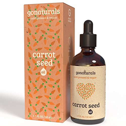 GoNaturals Olio di Carota Idratante e Abbronzante - Ideale per Pelle molto Chiara - Olio di Carota Puro Biologico per Capelli Morbidi e Forti, 50ml