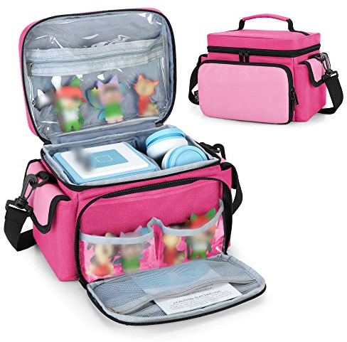 LoDrid Case Compatible with Toniebox, Portable Bag for Audio Player Starter Set with Handle and Shoulder Strap, Accessories Organizer, Rose Red, Bag Only (Patented Design)