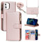 Cavor Crossbody iPhone 12 Mini Case With Card Holder With Strap,Flip Leather Wallet Case,[9 Card Holder] Zipper Detachable Lanyard Phone Case Cover for Women for iPhone 12 Mini - Rose Gold
