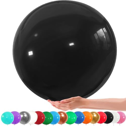 YOUYIKE 36 Zoll Riesen Luftballons, 6 Stück Groß Schwarz Luftballon, 90CM Latex Grosse Luftballons Dekoration für Hochzeit Geburtstag Taufe Babyparty Kindergeburtstag Karnevals Deko