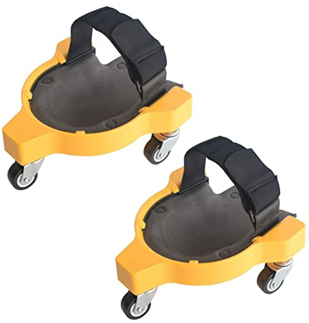 SOBS Knieschoner Arbeitssparende Rollende Knieschützer Mit 3 Rollen Und Bequemen Gelpolstern, Volle 360-Grad-Drehfähigkeit for BAU-/Garten-/Bodenarbeiten, 3 Farben (Color : Yellow)