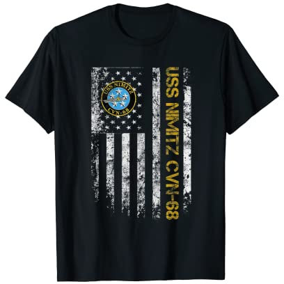 USS Nimitz CVN-68 Flugzeugträger Veteranenflagge Veteranen Day T-Shirt