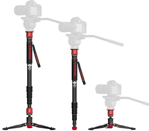 IFOOTAGE 71 Monopod for Cameras, Lightweight Telescoping Monopod with Feet, Professional Aluminum Camera Monopod, Compatible with Sony Nikon DSLR Cameras, Payload up to 17.64 lbs/8 KG, Cobra 3 A180T