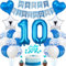 Jrzyhi 10. Geburtstag Dekoration, Blau Tortendeko 10 Jahre, Party Deko Silber, Tortendeko Mädchen & Junge