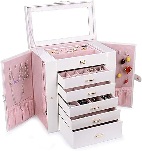 Schmuckschatulle Trval Schmuckschatulle für Frauen Ohrring Spiegel Schrank Aufbewahrung Seitentür Schrank Schmuck Aufbewahrungsbox Zubehör Stor