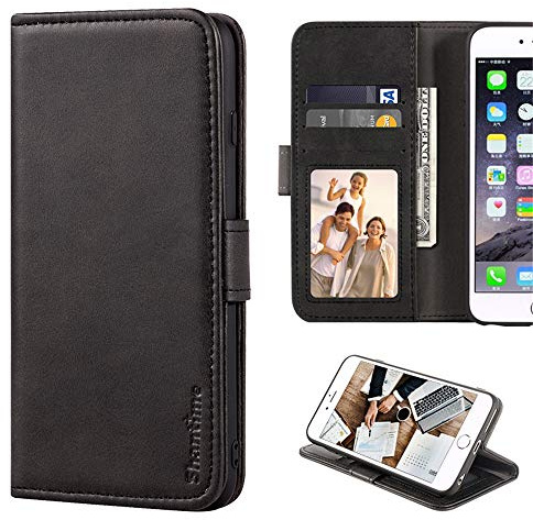 Kunstlederhülle für Cubot P80 - Schwarz | 6.583 Magnetisches stoßfestes Flip-Wallet-Cover mit Kartenfächern, Bilderrahmen und Ständer