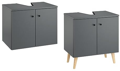 Erst-Holz Waschtisch Bad-Unterschrank grau Wandmontage oder stehend V-90.59-01WUUnterschrank mit Füße