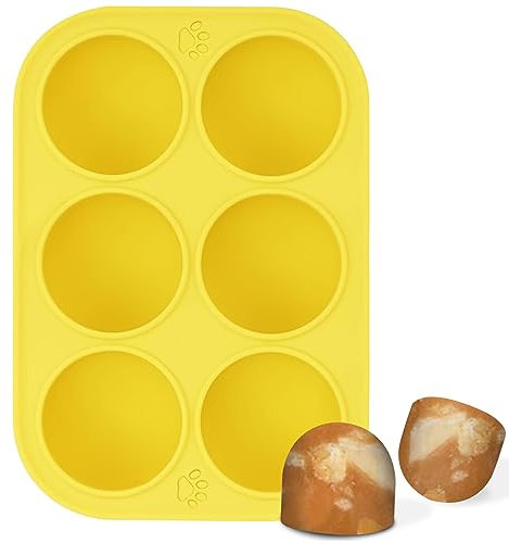 NIOIPXA Moule à friandises réutilisable en silicone pour chien, moule à glace pour faire des collations pour chien (6 cavités, jaune)