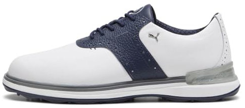 PUMA Avant, Golf Shoe Hombre, White-Deep Navy-Speed Blue, 39 EU