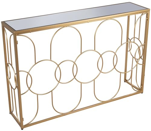DRW Console d'entrée en métal et Verre doré 120 x 28 x 80 cm