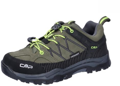 CMP Kids Rigel Low Trekking Shoes WP, Zapatos para Caminar, Olive-Yellow Fluo, 37 EU