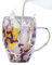 Genikeer 350ml Coffee Mug with Dry Flowers | Aesthetic Dried Flowers Double Wall Glass Coffee Mugs | Glass Flower Mug | Glass Flower Tea Cup for Tea, Milk, Hot Or Cold Beverages