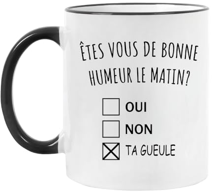 Fatbaby Mug Bonne Humeur ta Gueule - Cadeau Collègue Retraite - Idée Cadeau Original, Humour Femme - Tasse Couple Saint Valentin - Gadget Geek Homme - Idéal Anniversaire Soeur Ou Meilleure Amie